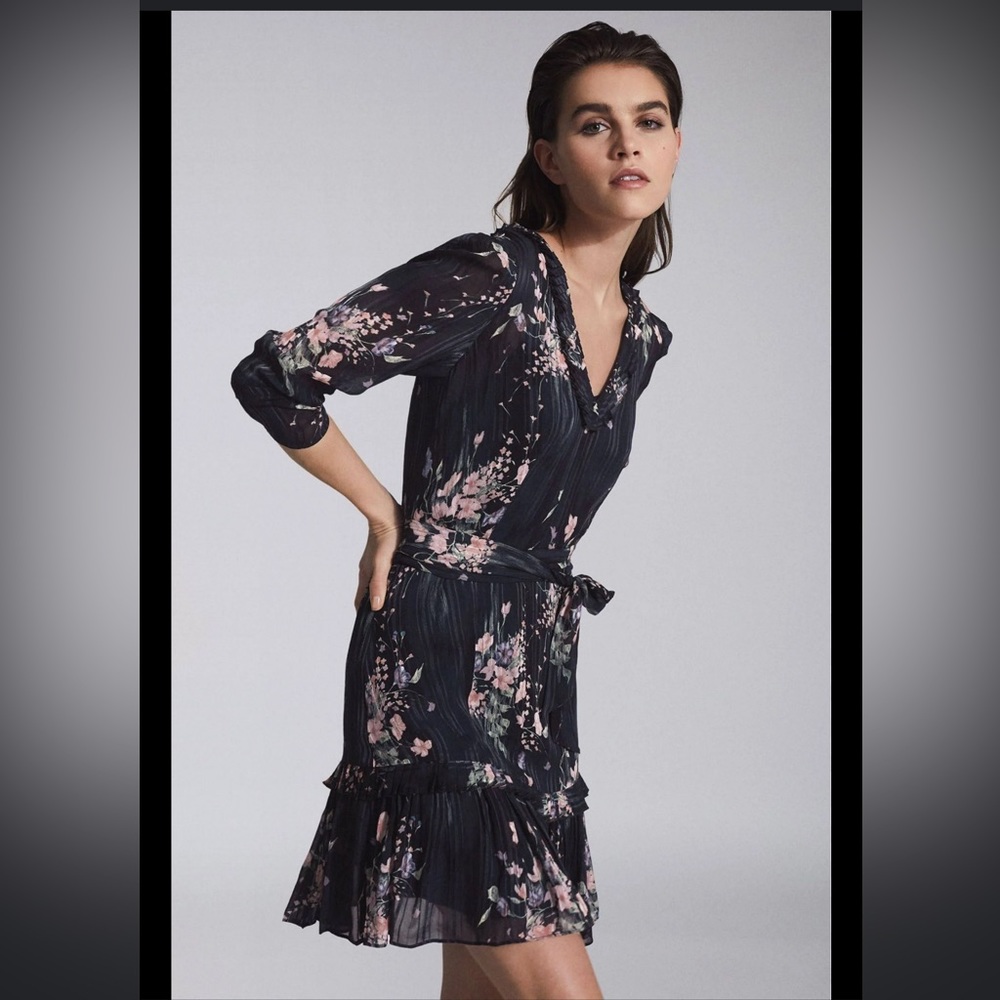 Reiss NWT Shannon Floral Pleated Mini Dress